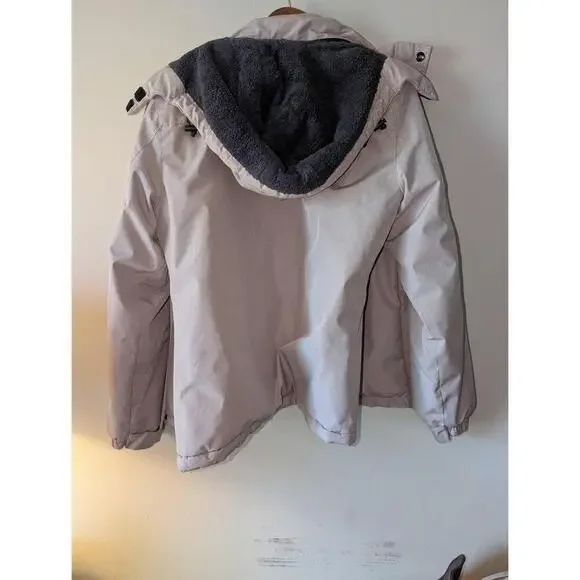 CK Jacket Womens Size Medium Black Hooded Fleece Lined Outdoor Chic - Picture 6 of 6